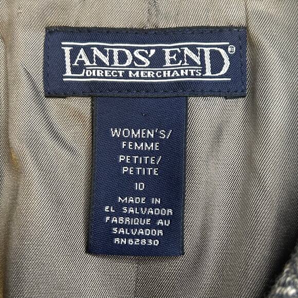 Lands End women's 100% lambswool gray herringbone 4 button lined blazer 10P - Picture 6 of 12
